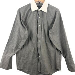 Donald J. Trump Gray Plaid Non-Iron Dress Shirt 16 32/33 Mens Cotton